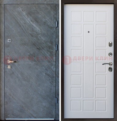 Железная дверь с МДФ серая и белая ДМ-505 в Мурманске
