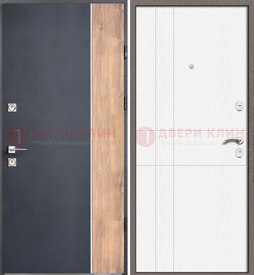 Стальная дверь с МДФ серая и белая в квартиру ДМ-507 в Уфе