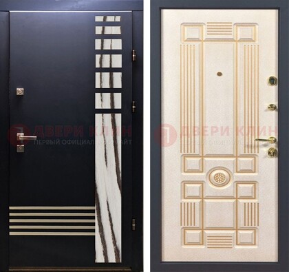 Черная железная дверь с МДФ панелями ДМ-510 в Кингисеппе