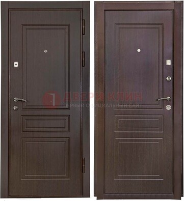 Антивандальная коричневая железная дверь с МДФ ДМ-61 в Ногинске