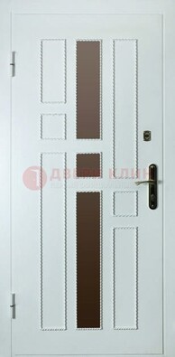 Белая стальная дверь с МДФ и декоративными вставками ДМ-62 во Владимире