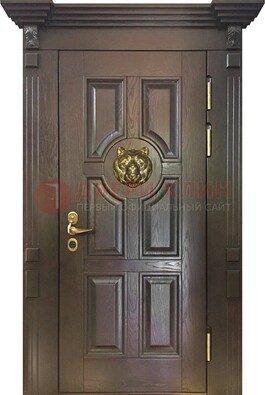 Коричневая металлическая дверь с массивом дуба ДМД-50 в Кингисеппе