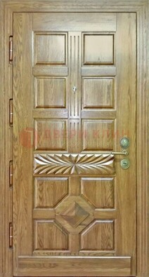 Светлая стальная дверь с массивом дуба и узором ДМД-63 в Кингисеппе