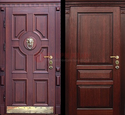 Темная входная дверь с массивом дуба с декоративной вставкой ДМД-6 в Кингисеппе