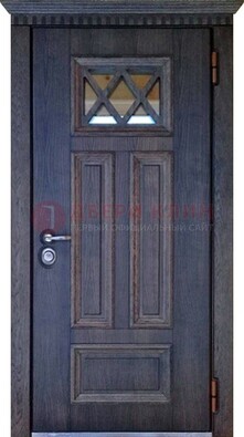 Железная дверь с массивом и стеклом с филенкой ДМД-70 в Кингисеппе