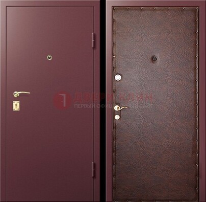 Бордовая железная дверь с нитроэмалью ДН-1 в Кингисеппе