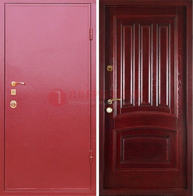 Красная металлическая дверь с порошковым напылением ДП-165 в Кингисеппе