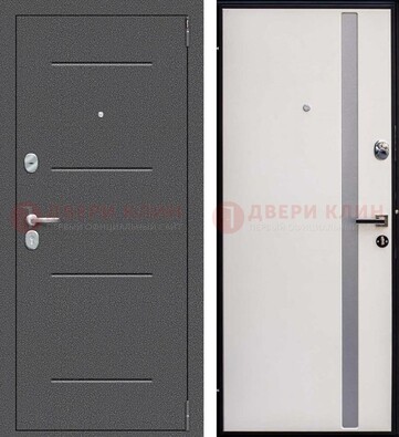 Железная дверь с порошковым напылением и белой МДФ ДП-212 в Мытищах