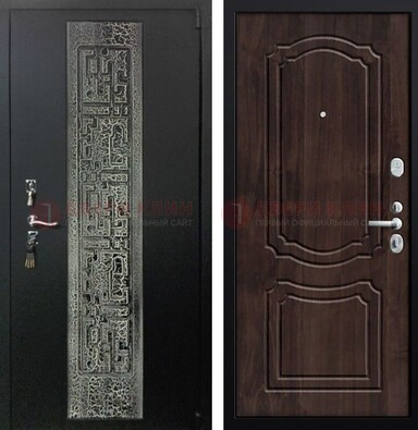 Темная входная дверь с порошковым покрытием и МДФ внутри ДП-224 в Саратове