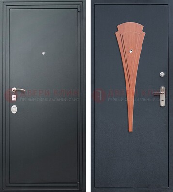 Черная железная дверь с порошковым покрытием и накладкой МДФ внутри ДП-245 в Твери