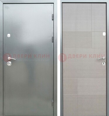 Металлическая серая дверь с порошковым покрытием и серым МДФ внутри ДП-250 