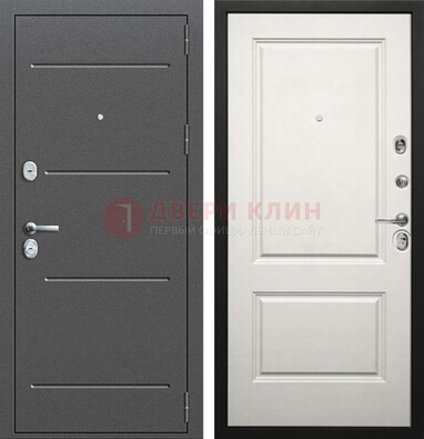 Серая стальная дверь с порошковым покрытием и светлой МДФ ДП-266 в Кингисеппе