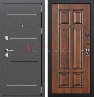 Стальная дверь с порошковым покрытием Антик серебро и филенчатой МДФ ДП-267 в Кингисеппе