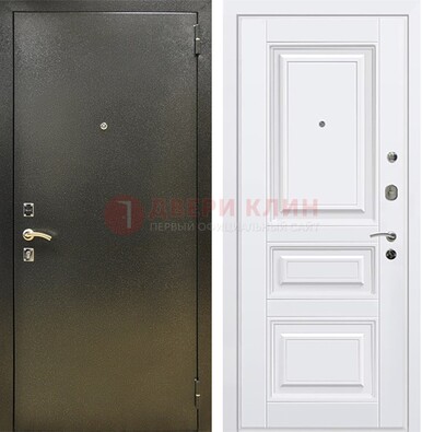 Железная темно-серая дверь с порошковым напылением и белой МДФ ДП-274 в Кингисеппе