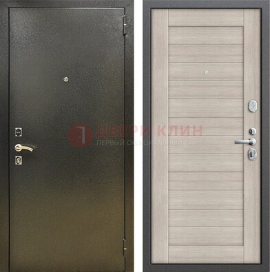 Стальная темно-серая дверь с порошковой отделкой и МДФ панелью ДП-278 в Кингисеппе