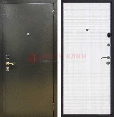 Стальная темно-серая дверь с порошковой отделкой и МДФ Белый ясень ДП-279 в Кингисеппе