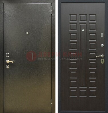 Темно-серая железная дверь с порошковым покрытием и МДФ Венге ДП-287 в Кингисеппе