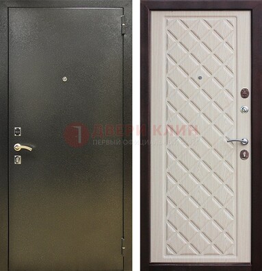 Темно-серая железная дверь с порошковым покрытием и филенчатой МДФ ДП-289 в Кингисеппе
