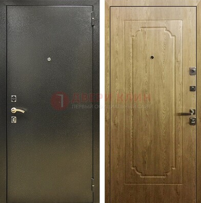 Темно-серая входная дверь с порошковым покрытием и МДФ Золотой дуб ДП-291 в Кингисеппе