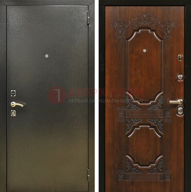Входная дверь Темное серебро с порошковым покрытием и МДФ с узором ДП-293 в Кингисеппе