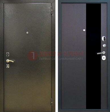 Входная темная дверь с порошковым покрытием и МДФ со стеклом ДП-294 в Кирове
