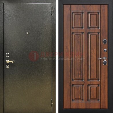 Металлическая входная темная дверь с порошковым напылением и МДФ ДП-299 в Кингисеппе