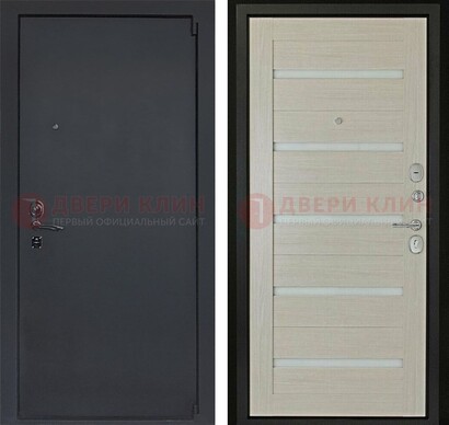 Черная стальная дверь с порошковым окрасом и стеклом ДП-309 в Ступино