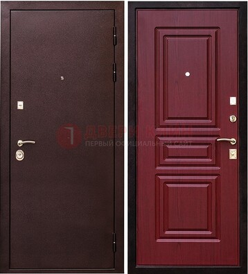 Бордовая входная дверь с порошковым окрасом ДП-36 в Кингисеппе