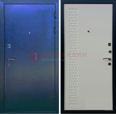 Синяя железная дверь с порошковым напылением ДП-49 в Ступино