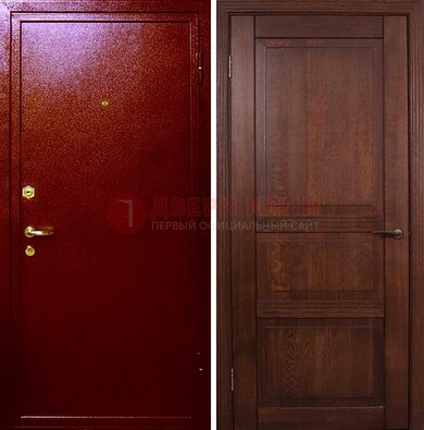 Красная железная дверь с порошковым окрасом ДП-58 в Кингисеппе