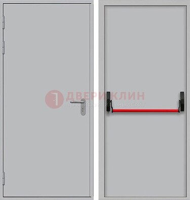 Белая металлическая противопожарная дверь с длинной ручкой ДПП-14 в Апрелевке
