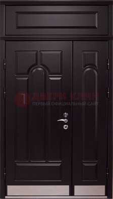 Парадная дверь с металлическими вставками ДПР-47 и фрамугой в Кингисеппе