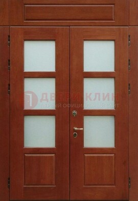 Металлическая парадная дверь со стеклом ДПР-69 для загородного дома в Ногинске