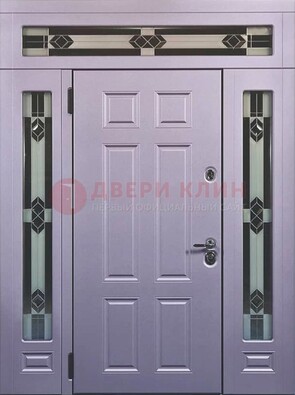 Филенчатая железная парадная дверь с фрамугами ДПР-82 в Кингисеппе
