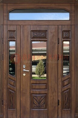 Парадная стальная дверь Винорит со стеклом и резьбой ДПР-97 в Кингисеппе
