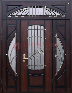 Парадная дверь со стеклянными вставками и ковкой ДПР-9 для улицы в Тольятти