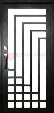 Черная стальная решетчатая дверь в современном стиле ДР-43 в Кингисеппе
