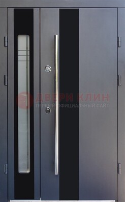 Серая стальная дверь со стеклом ДС-11 в Кингисеппе