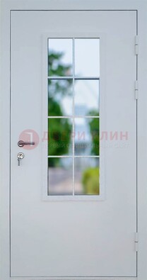 Белая железная дверь порошок со стеклом ДС-31 в Кингисеппе