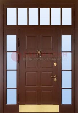 Коричневая входная дверь с МДФ панелью и стеклом ДС-45 в Йошкар-Оле