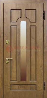 Коричневая железная дверь со стеклом ДС-4 в коттедж в Кингисеппе