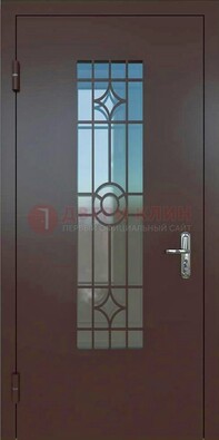 Входная металлическая дверь со стеклом для дома ДС-6 в Уфе