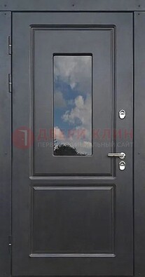 Чёрная металлическая дверь со стеклом ДС-77 в Кингисеппе