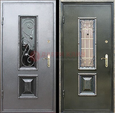 Звукоизоляционная металлическая дверь со стеклом и ковкой ДСК-12 в Ногинске