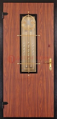 Дополнительная дверь со стеклом и золотой ковкой ДСК-16 в Волжском