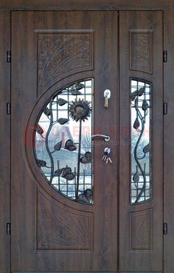 Входная дверь стекло с ковкой и резьбой ДСК-202 в Кингисеппе