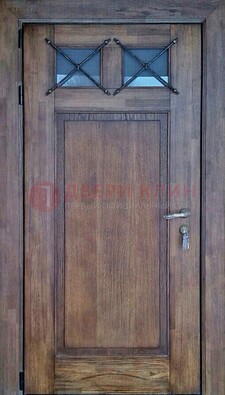 Металлическая дверь с Виноритом со стеклом и ковкой под старину ДСК-209 в Раменском