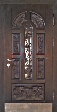 Металлическая дверь Винорит со стеклом и ковкой для коттеджа ДСК-255 в Орле