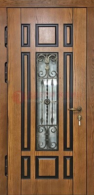 Двухцветная железная дверь Винорит со стеклом и ковкой ДСК-264 в Кингисеппе