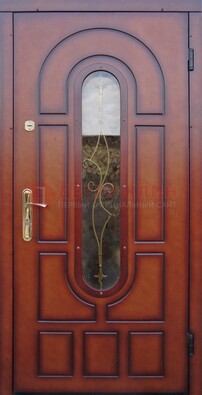 Яркая металлическая дверь Винорит со стеклом и ковкой ДСК-268 в Кингисеппе